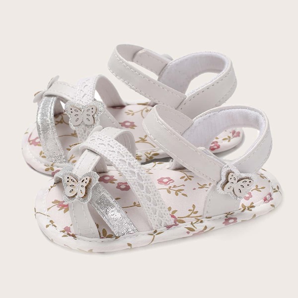 

Baby Girl Butterfly Decor Sandals, White