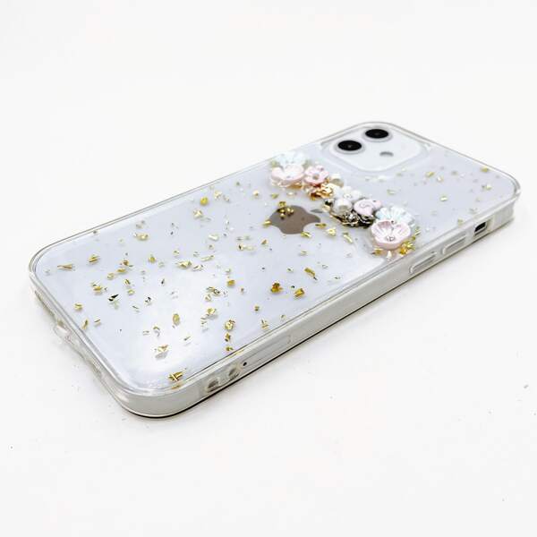 

Прозрачный чехол для iPhone с 3D цветочным декором