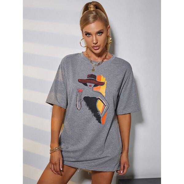 

Figure Graphic Drop Shoulder Tee, Grey