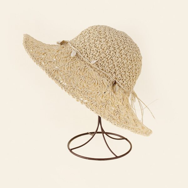 

Shell Decor Straw Hat, Beige