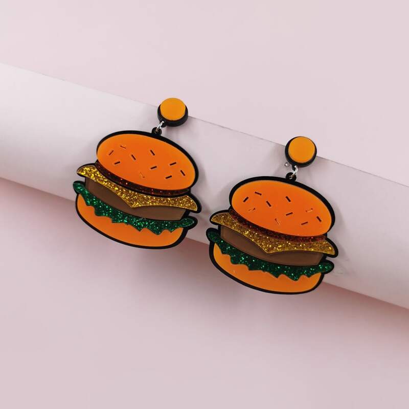 

Hamburger Charm Drop Earrings, Multicolor