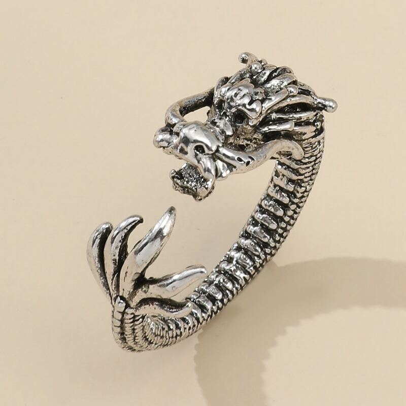 

Dragon Design Cuff Ring, Antique silver
