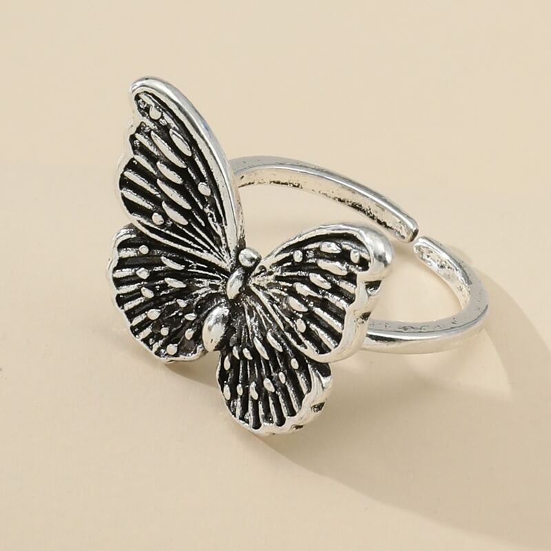 

1pc Butterfly Design Ring, Antique silver