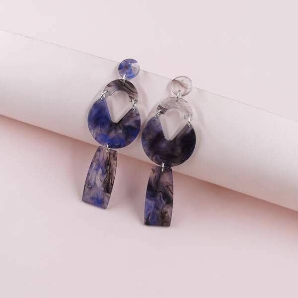 

Geometric Drop Earrings, Purple