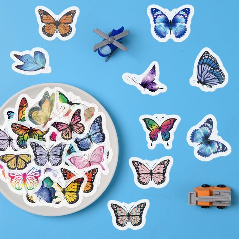 

40pcs Butterfly Print Sticker, Multicolor