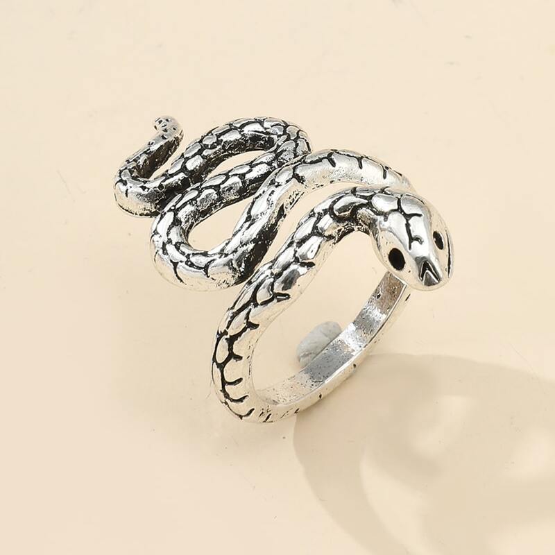 

1pc Snake Design Ring, Antique silver