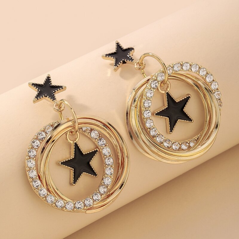 

Rhinestone Round Drop Earrings, Multicolor