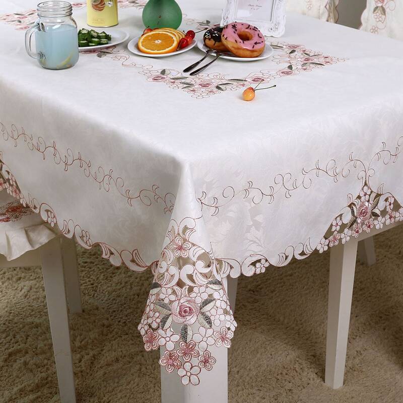 

Flower Embroidery Tablecloth, Multicolor