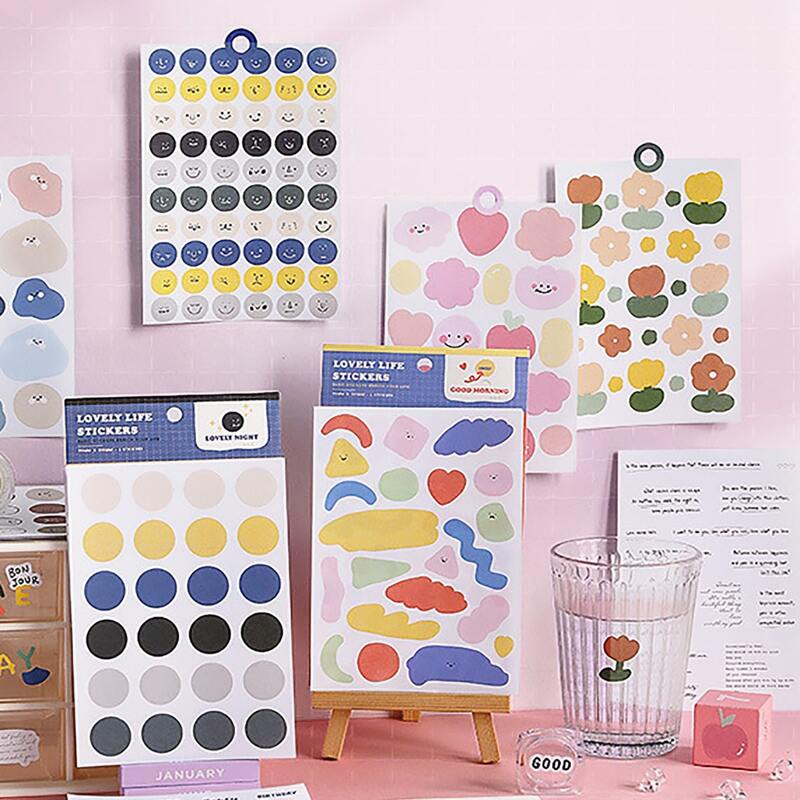 

6sheets Cartoon Graphic Random Sticker, Multicolor