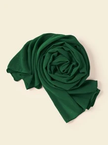 1pc Soft Chiffon Gold Pearl Embellished Women's Head Scarf, Perfect For Everyday Wear - Dark Green - View 2