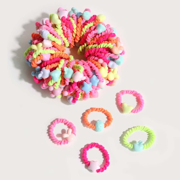 

100pcs Girls Star Decor Hair Tie, Multicolor