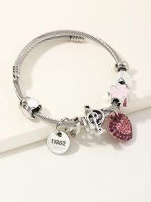 Rhinestone Heart Charm Bracelet - Nhiều màu - Xem 1