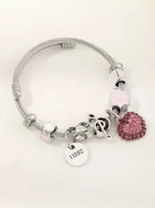 Rhinestone Heart Charm Bracelet - Nhiều màu - Xem 2