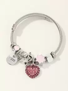 Rhinestone Heart Charm Bracelet - Nhiều màu - Xem 3