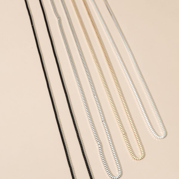 

4pcs Simple Metal Necklace, Black