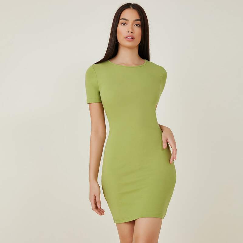 

Solid Bodycon Dress, Lime green
