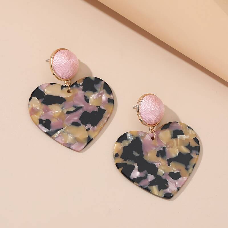 

Heart Charm Drop Earrings, Multicolor