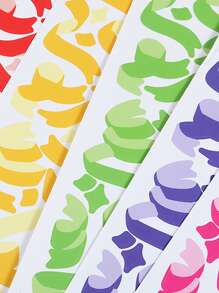 1sheet Ribbon Print Random Sticker - Multicolor - View 2