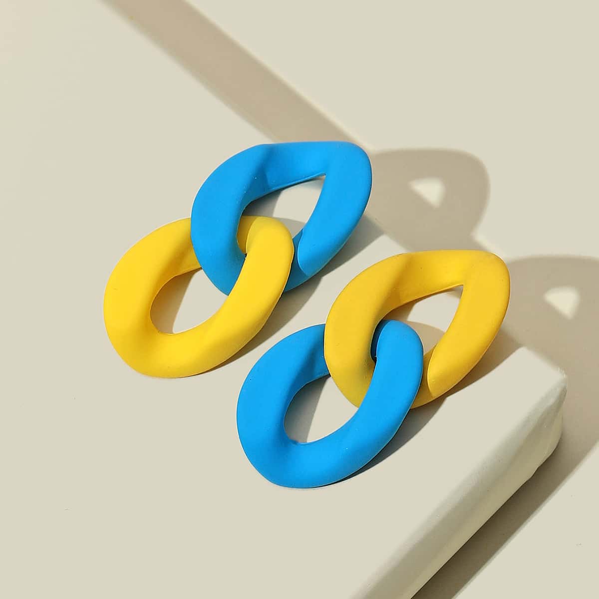 

Color Block Chain Drop Earrings, Multicolor