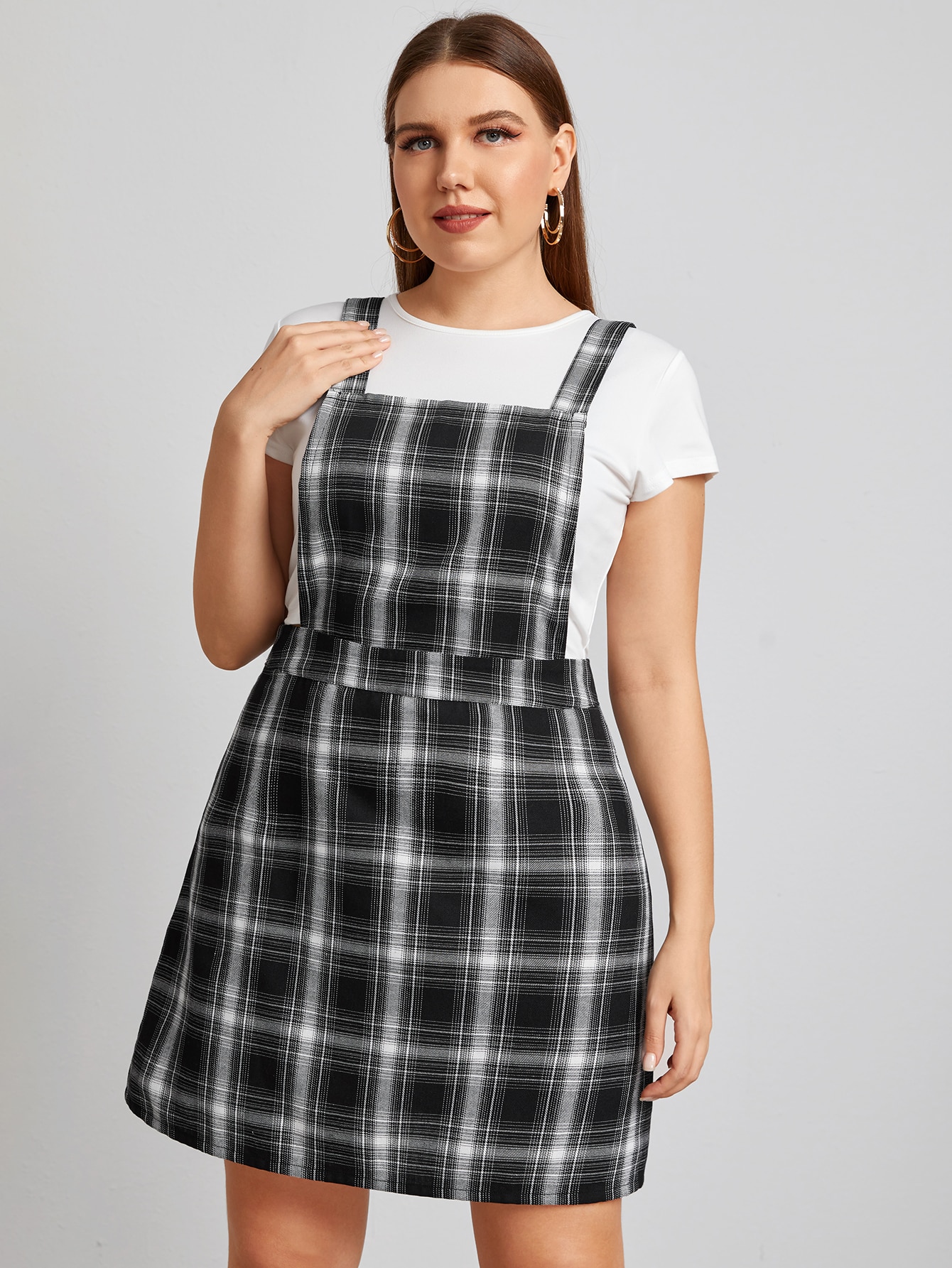plaid overall dress plus size