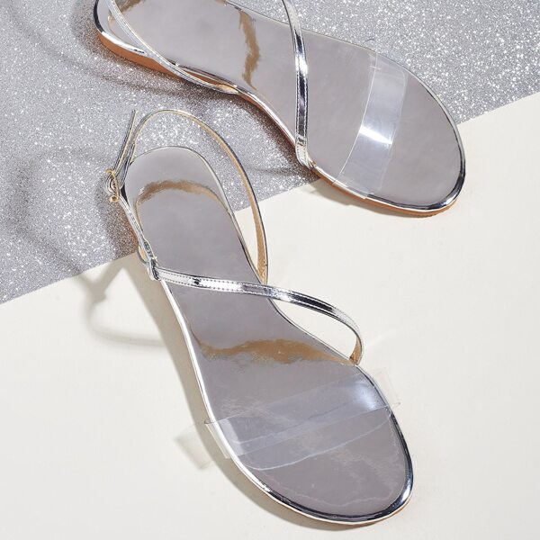 

Clear Slingback Sandals, Silver