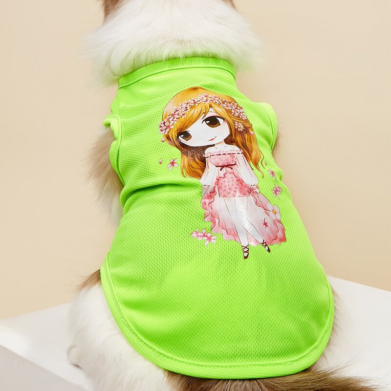 

Cartoon Girl Print Pet Tank, Neon