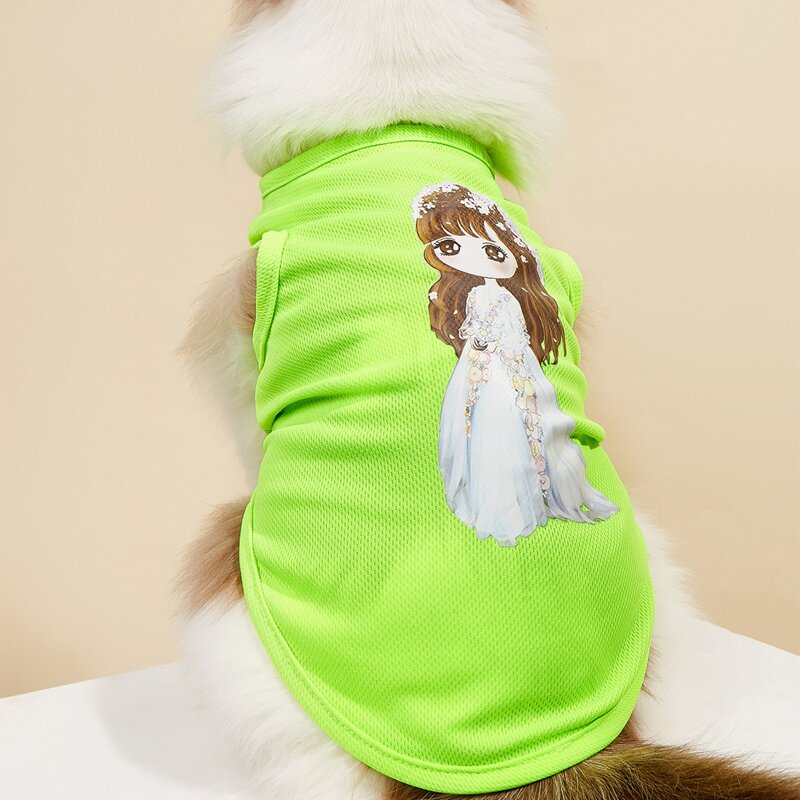 

Cartoon Girl Print Pet Tank, Neon