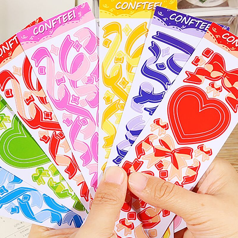 

1sheet Heart Print Random Sticker, Multicolor