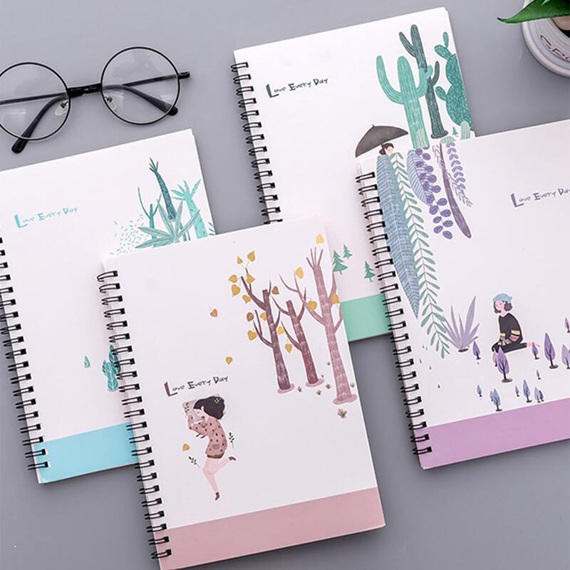 

4pcs Girl Print Notebook, Multicolor