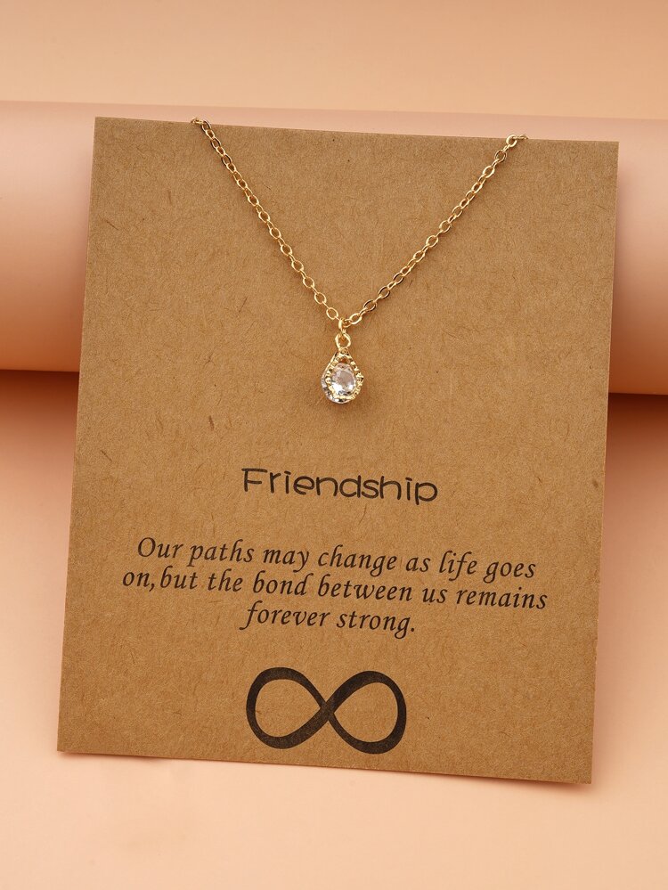 1pc Romantic Minimalist Elegant Crystal Water Drop Pendant Necklace, Versatile For Seasons, Suitable As Gift For Mom, Friend, Girlfriend (Comes With Card Packaging)