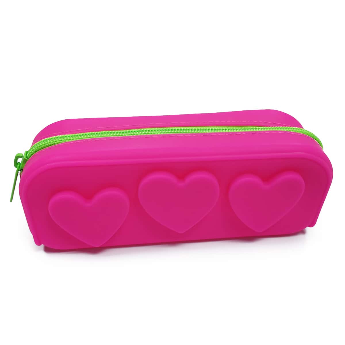 

Silicone Heart Pencil Case, Hot pink