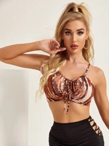 SHEIN SXY Top con bretelle sottile con coulisse e stampa mimetico - Multicolore - Visualizzare 1