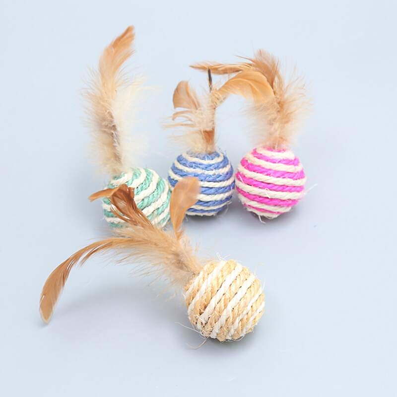 

4pcs Random Color Feather Decor Cat Teaser Toy, Multicolor