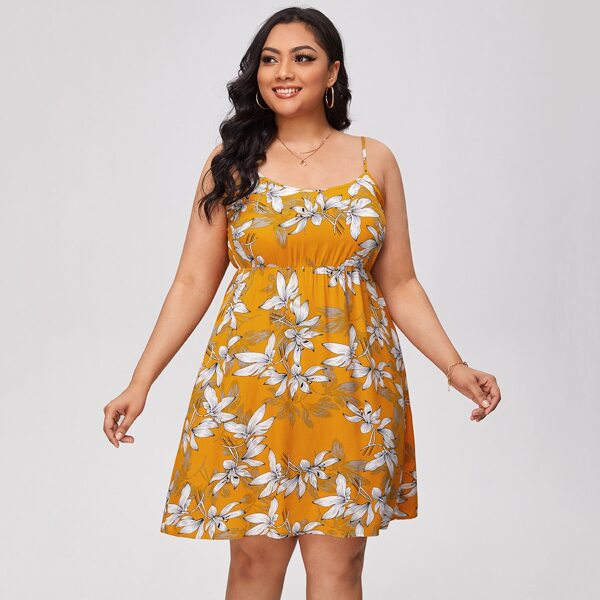 

Plus Floral Print Cami Dress, Multicolor