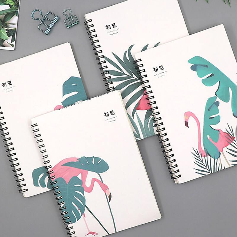 

4pcs Flamingo Print Notebook, Multicolor