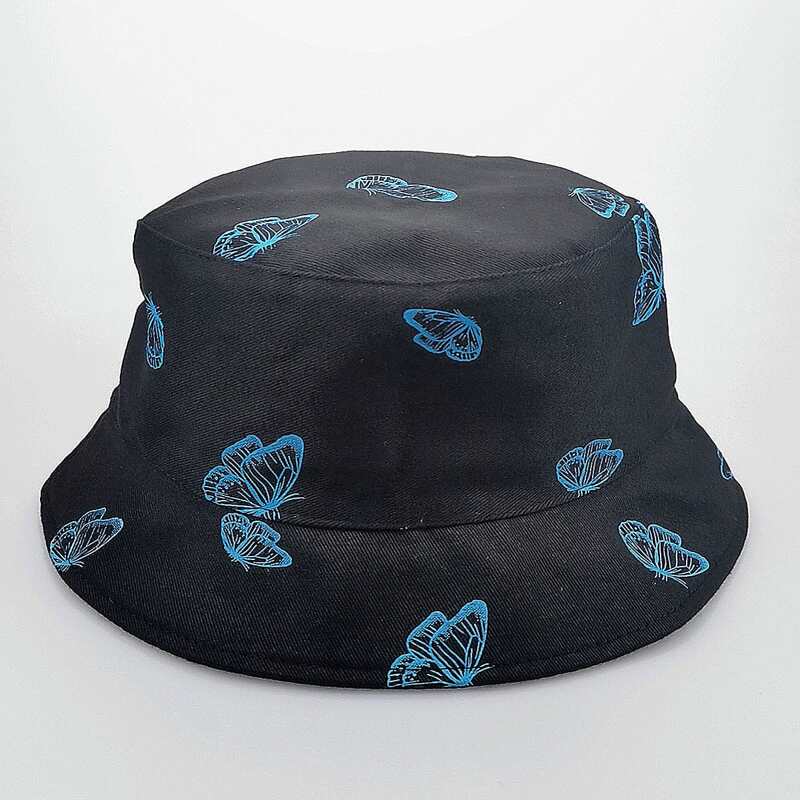 

Butterfly Print Bucket Hat, Black