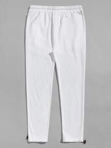 Manfinity Men 2 Packs Drawstring Detail Graphic Joggers - Black and White - View 2