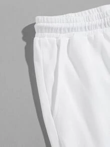 Manfinity Men 2 Packs Drawstring Detail Graphic Joggers - Black and White - View 3