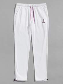 Manfinity Men 2 Packs Drawstring Detail Graphic Joggers - Black and White - View 5