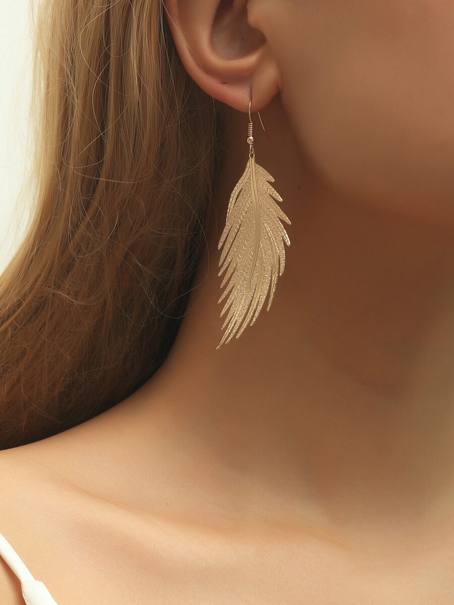 Bông tai thả lông vũ - Vàng - Xem 1