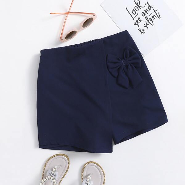 

Toddler Girls Solid Bow Front Wrap Skort, Navy blue