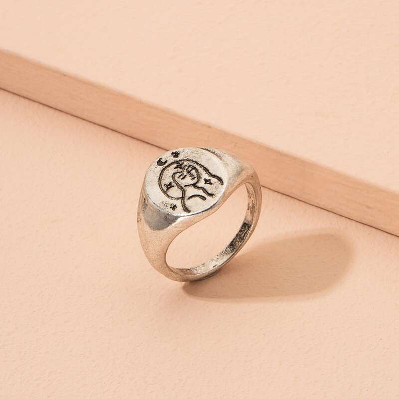 

1pc Simple Ring, Antique silver