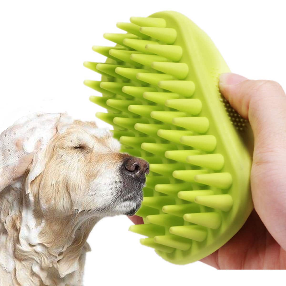 

1pc Silicone Pet Bath Brush, Lime green