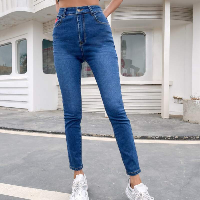 

Heart Washed Skinny Jeans, Medium wash