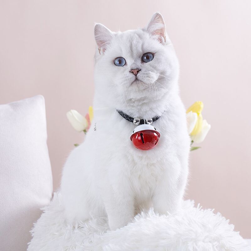 

1pc Bell Pendant Pet Necklace, Red and white