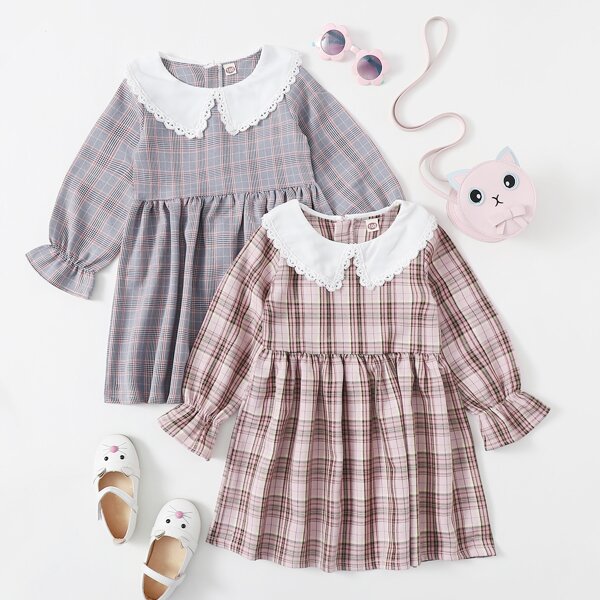 

Toddler Girls 2pack Contrast Doll Collar Plaid Dress, Multicolor