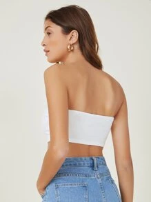SHEIN BASICS Solid Tube Top - White - View 2