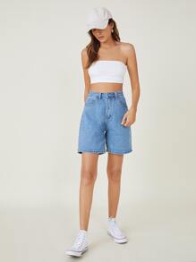 SHEIN BASICS Solid Tube Top - White - View 6