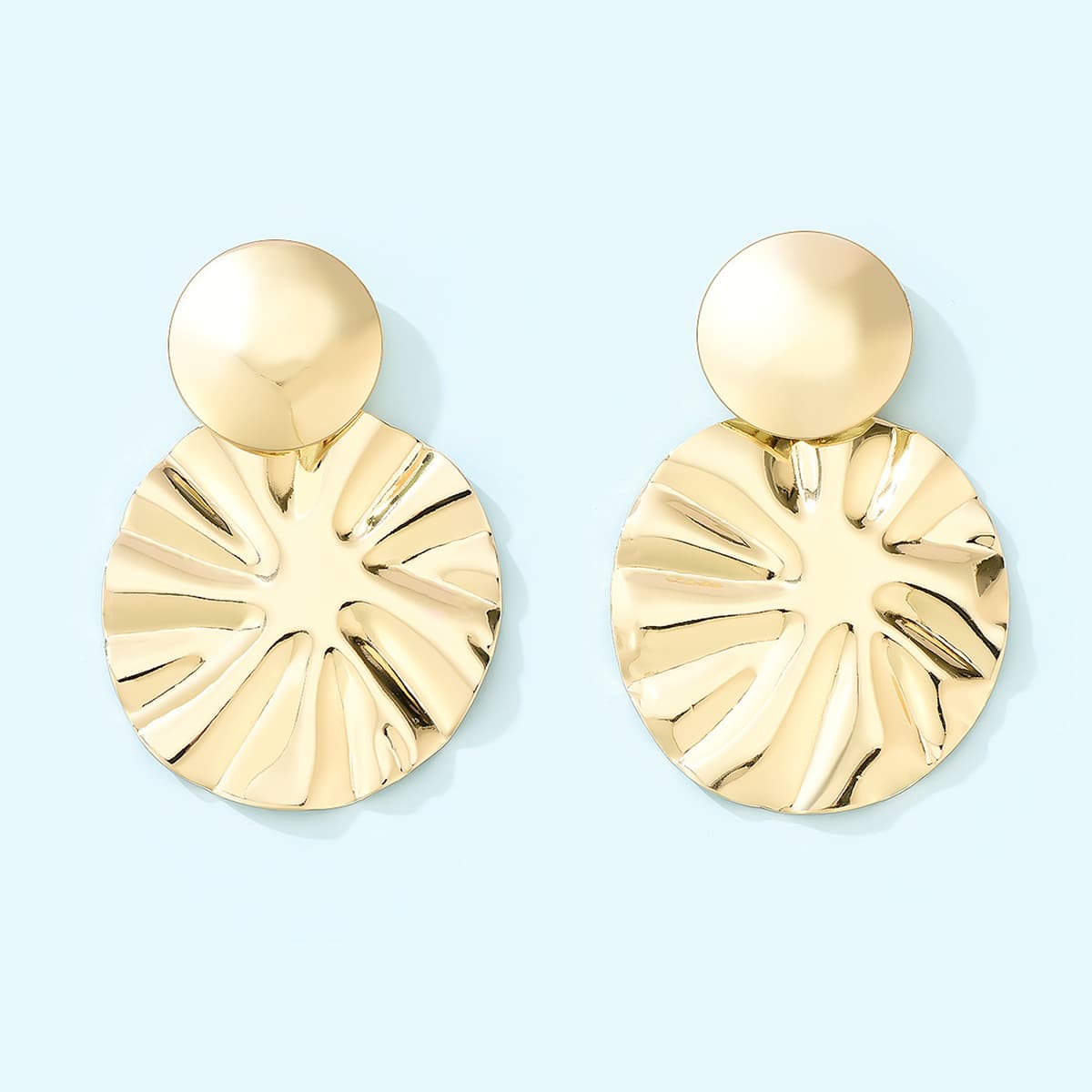 

Round Drop Earrings, Gold