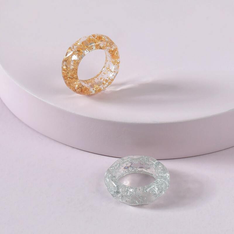 

2pcs Round Clear Ring, Multicolor